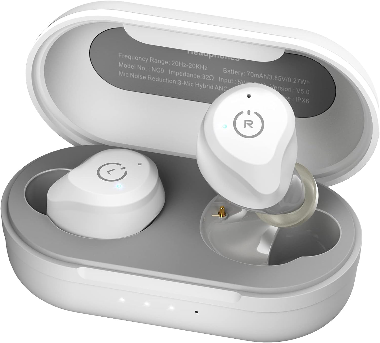 TOZO NC9 earbuds in matte white